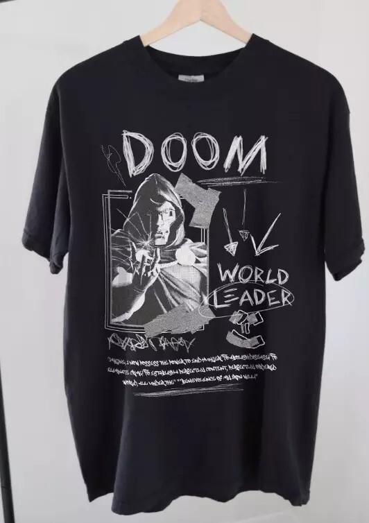 Mf Doom Comic Doctor Doom graphic short sleeve black shirt men women Unisex T-Shirt XL