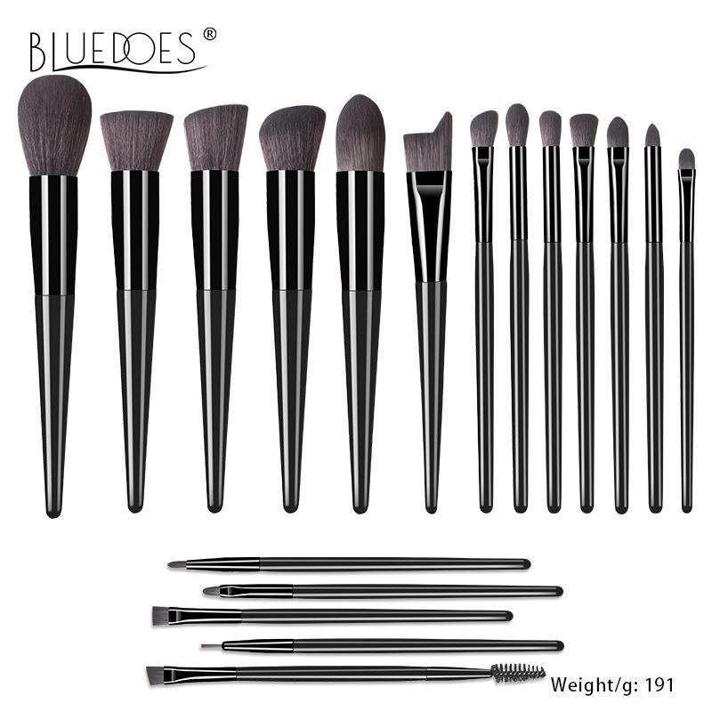 18 Black Makeup Brush Set  High-quality Solid Wood Handle Makeup Brush Complete Set