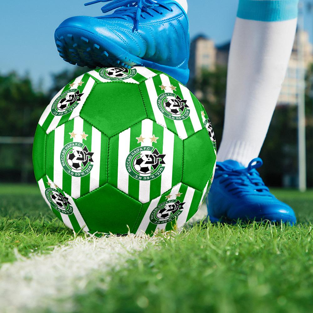 Maccabi-Haifa Indoor Soccer Ball Colorful All Ages Size 5 Machine Stitched PVC Competition Ready Durable High-Bounce