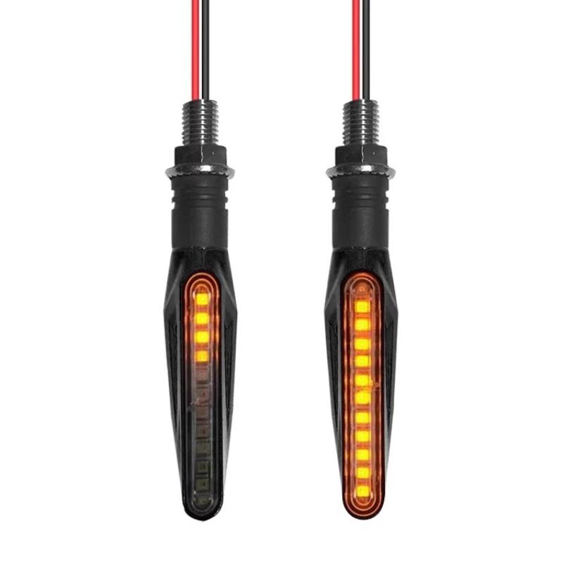 2PCS Universal LED Motorcycle Turn Signals - 12V IP68 Waterproof Amber Flasher Indicator Rear Lights