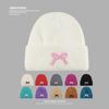 Autumn and Winter Hats  Women's Bow Knitted Hats  Korean Style  Versatile and Face Enhancing Small Woolen Hats  Outdoor Warm Pullover Cold Hat Trend