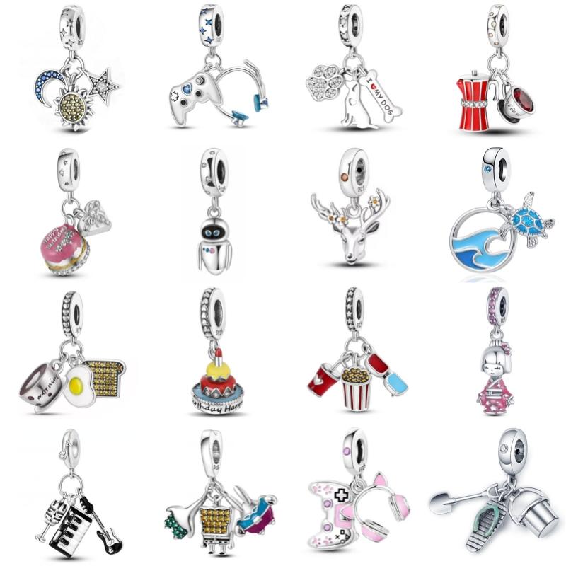 New Fine Copper Plated Sun Moon Star Pendant Diy Bead Dangle Charm Fit Original Bracelet Women Jewelry