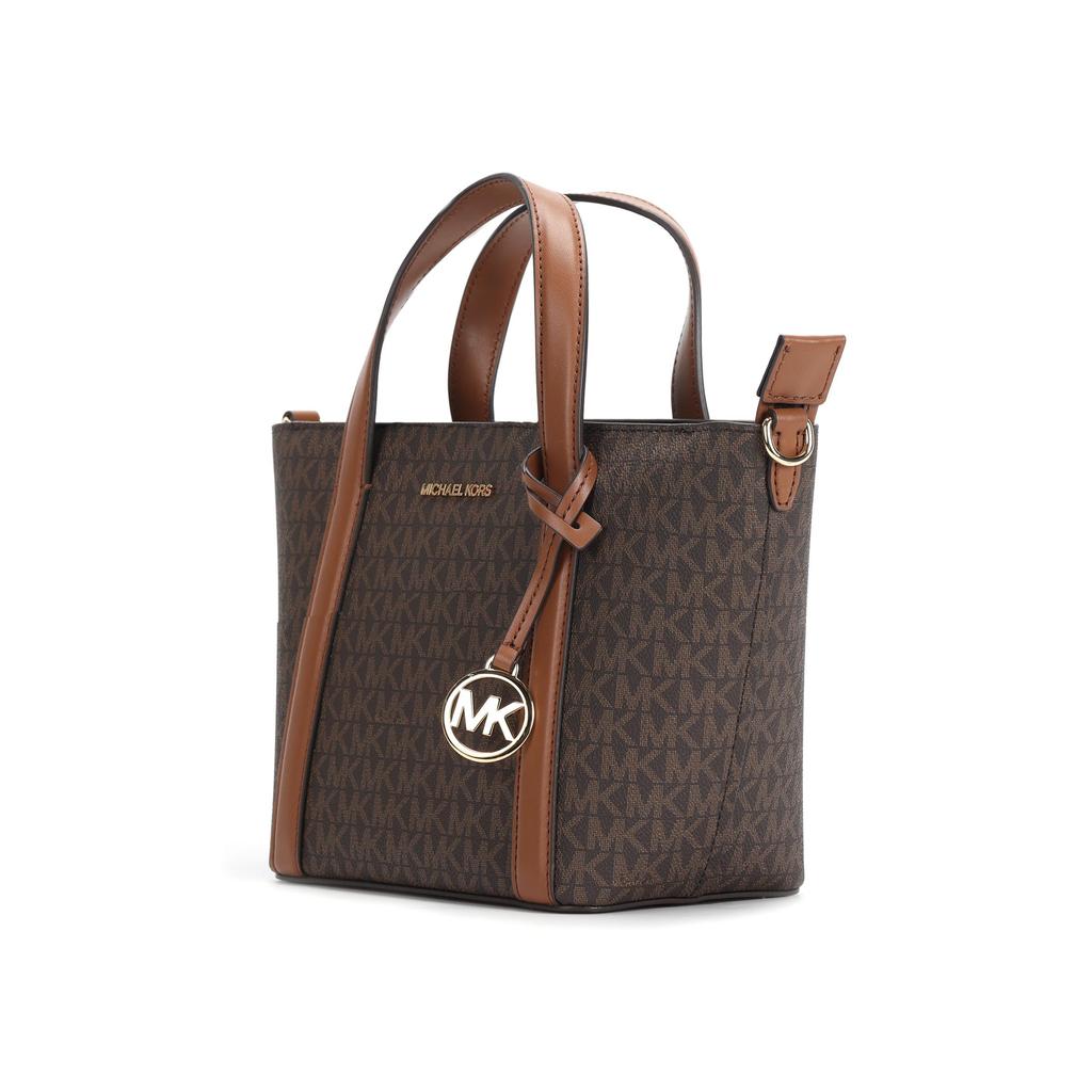 Michael Kors Borsa Tote Mk Pratt Logo Zip Tela Rivestita Donna Borse Tote Marrone 35S4G3FM1B-BROWN