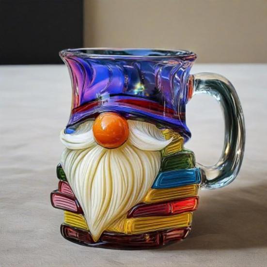 Painted Gnome Book Mug 325ml Fun Dwarf Cup Glass Water Cup