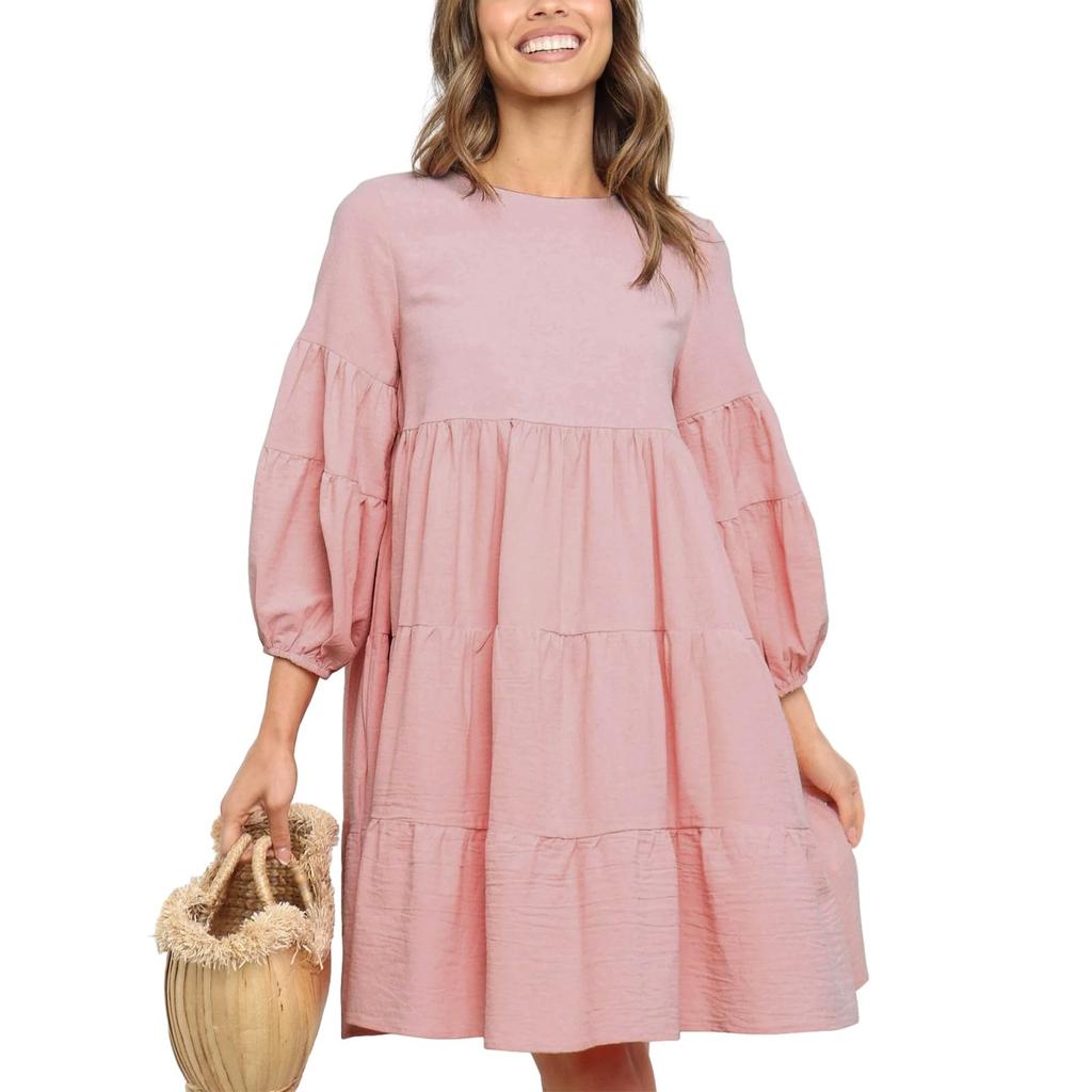 Women's  Sleeve Long Sleeve Patchwork Loose Swing Dress