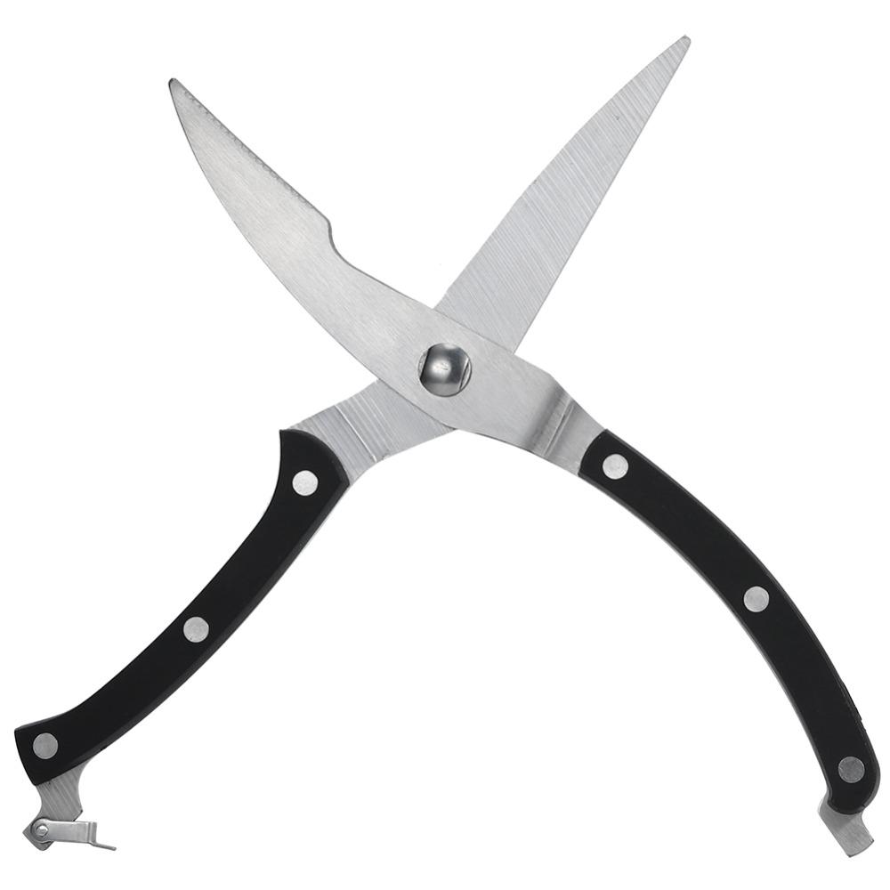 Silver Black Poultry Shears Stainless Steel Plastic Kitchen Shears Kitchen Cooking BBQ