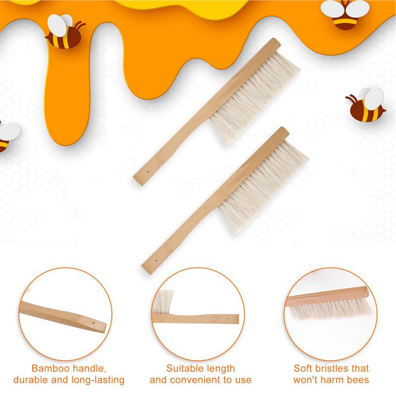 Bee Brush Natural Horsehair Bee Brush With Wooden Handle Natural Horsehair Beehive Tool Soft Honeybee Cleaning Supplies For