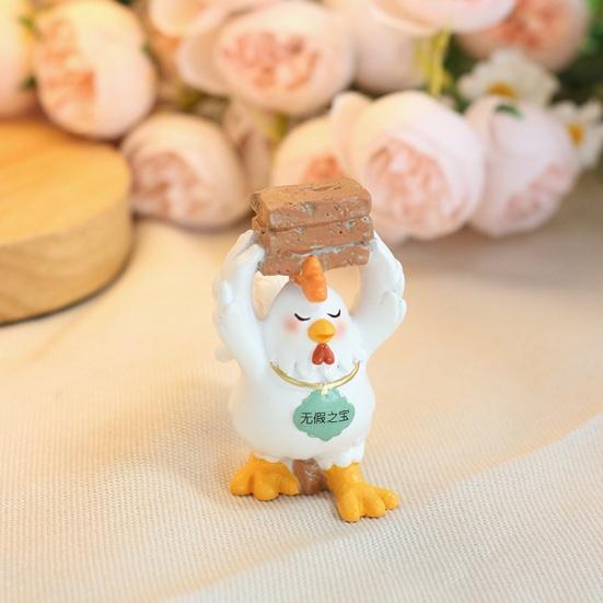 Kycklingprydnad Kompakt Storlek Harts Skrivbordsdekoration Helande Emotionell Powerbank Kycklingfigur Heminredning