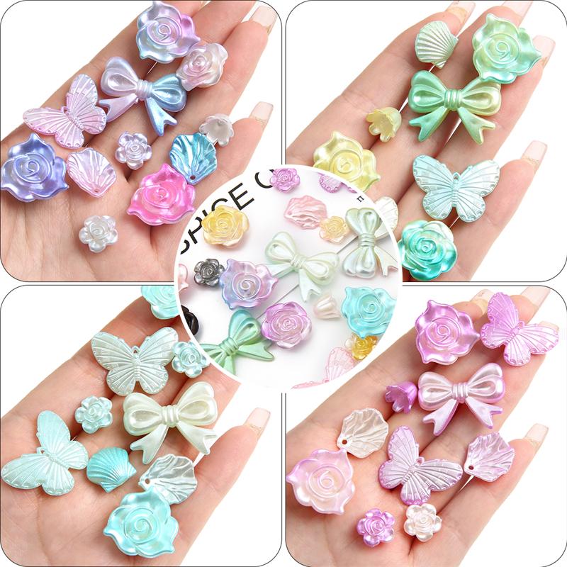 20g/pose Super Flott Kremgradient Rose Sløyfe Perlebesatt DIY Armbånd Halskjede Dekorative Håndtilbehør