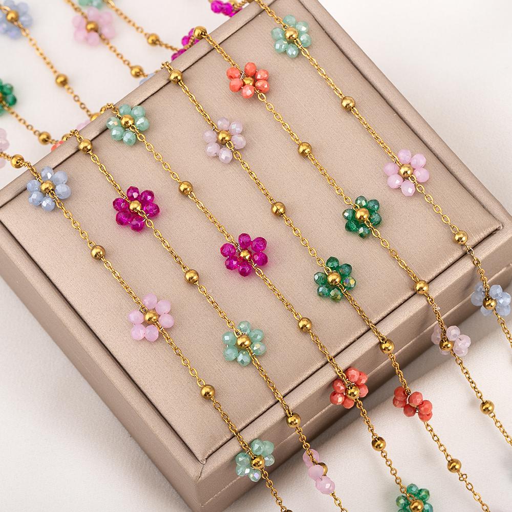 1 Meters Stainless Steel Chain Jewelry Making Golden Chain Sun Flower Beads Chain DIY Jewelery Handmade Materials Making Crafts