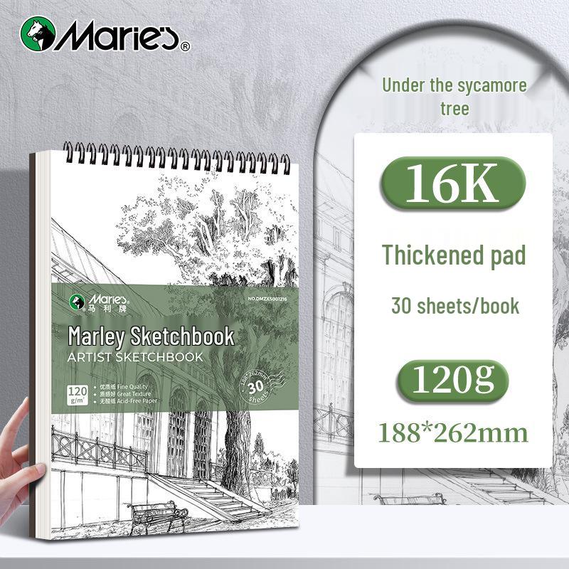 Mali Art Student A4 Thickened Cowhide Spiral Sketchbook, Blank for Hand-Painted Drawings