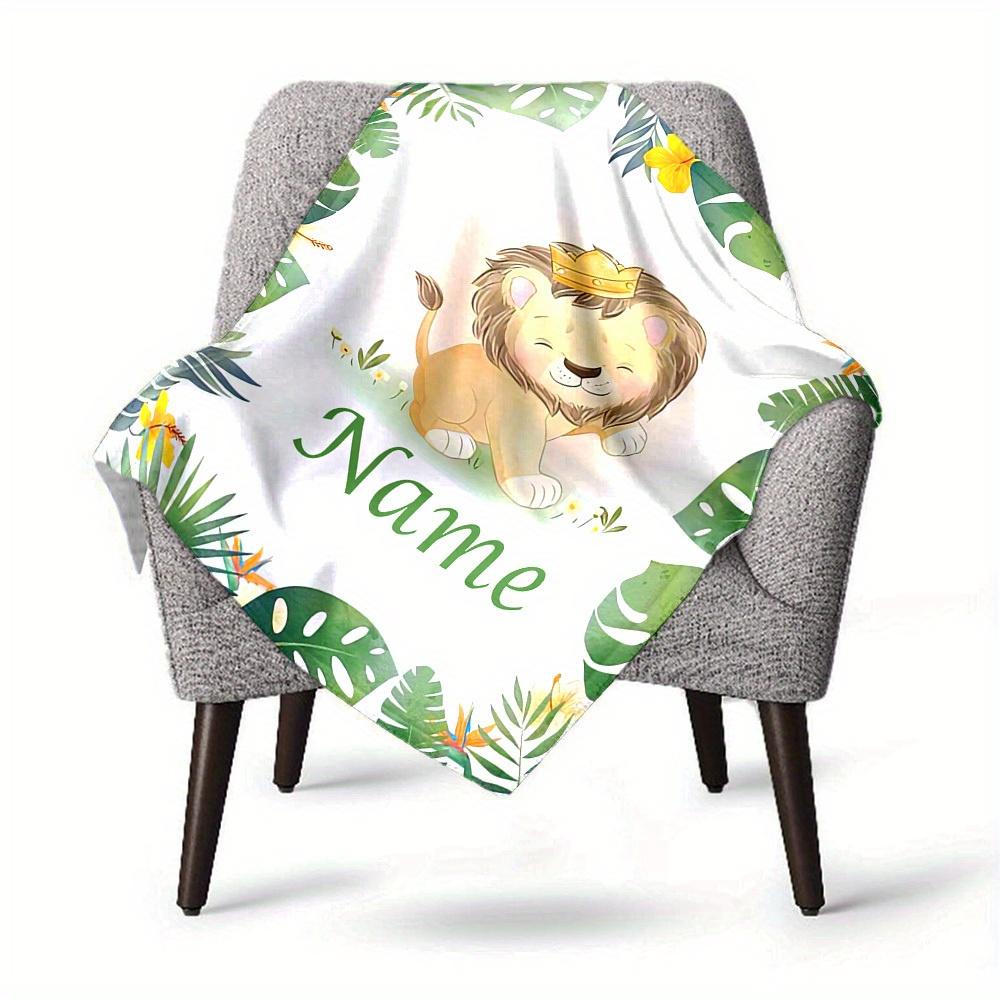 Jungle Lion Home Customize Your Name Blankets Comfortable Soft Lightweight Allseason Multipurpose Blanket For Picnics Sofas Offices Beds Living Rooms