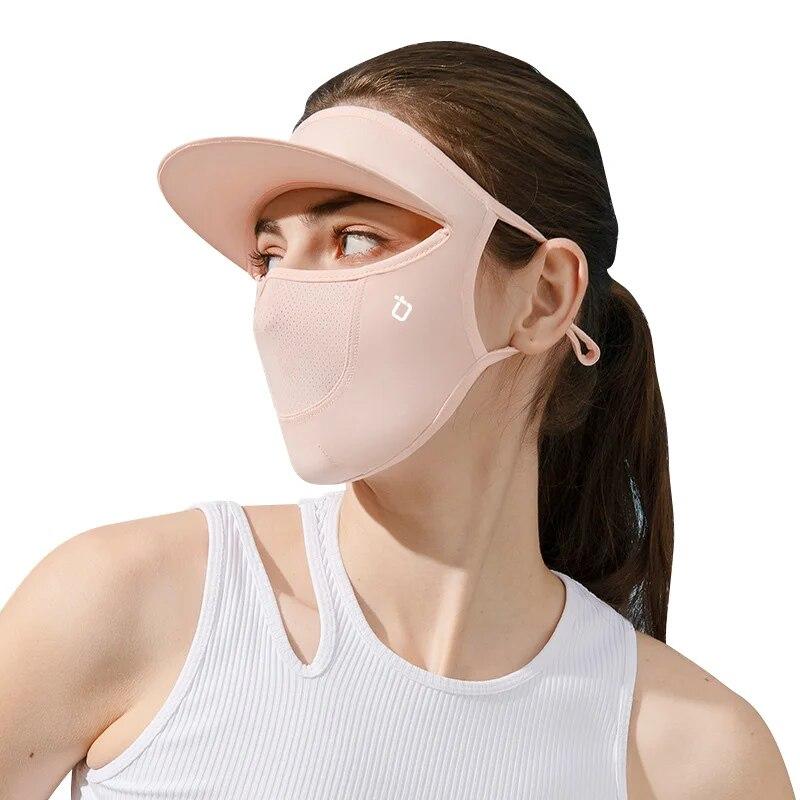 Ice Silk Mask Summer Sunhat Breathable Sunscreen Face Mask Scarf Anti-UV Face Mask Cycling Anti-dust Face Cover Women Girl Hanging Ear Mask Detachable