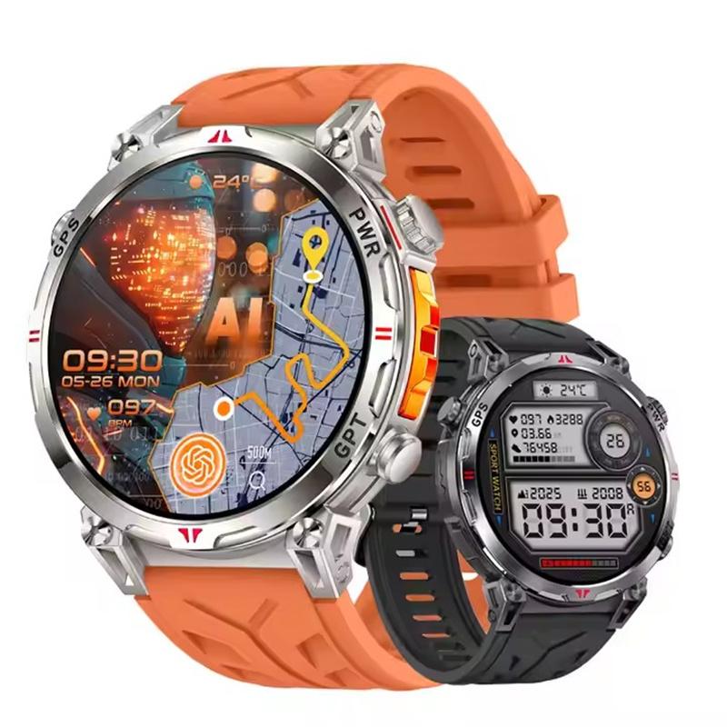 KC93 Men Smart Watch 1.56inch AMOLED GPS Positioning Outdoors Sports Fitness Tracker Bluetooth Calling Large Battery Smartwatch