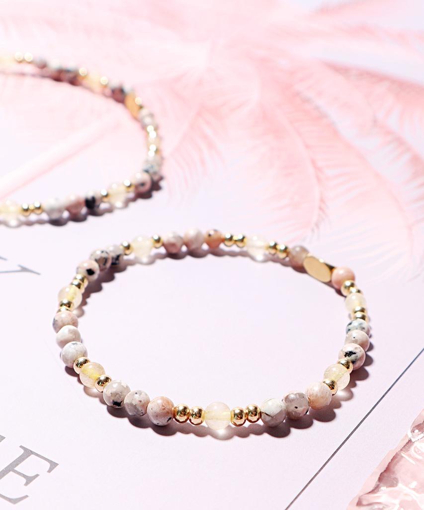 Polalita Pink Jasper & Gold Hema Bracelet (Plt-Br-120_Yl)