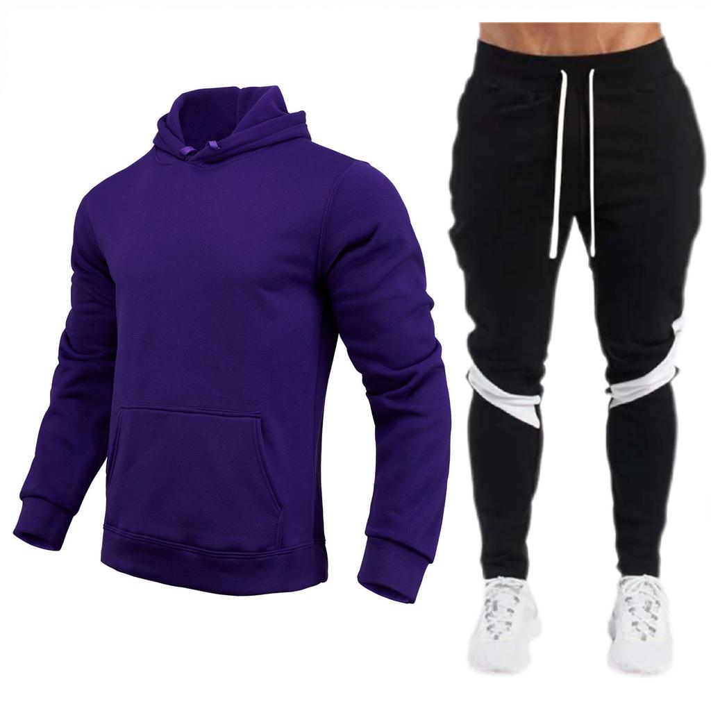 220g Solid Color Pullover Men's Women's Hoodie Sports Set Fleece Hooded Sweatshirt