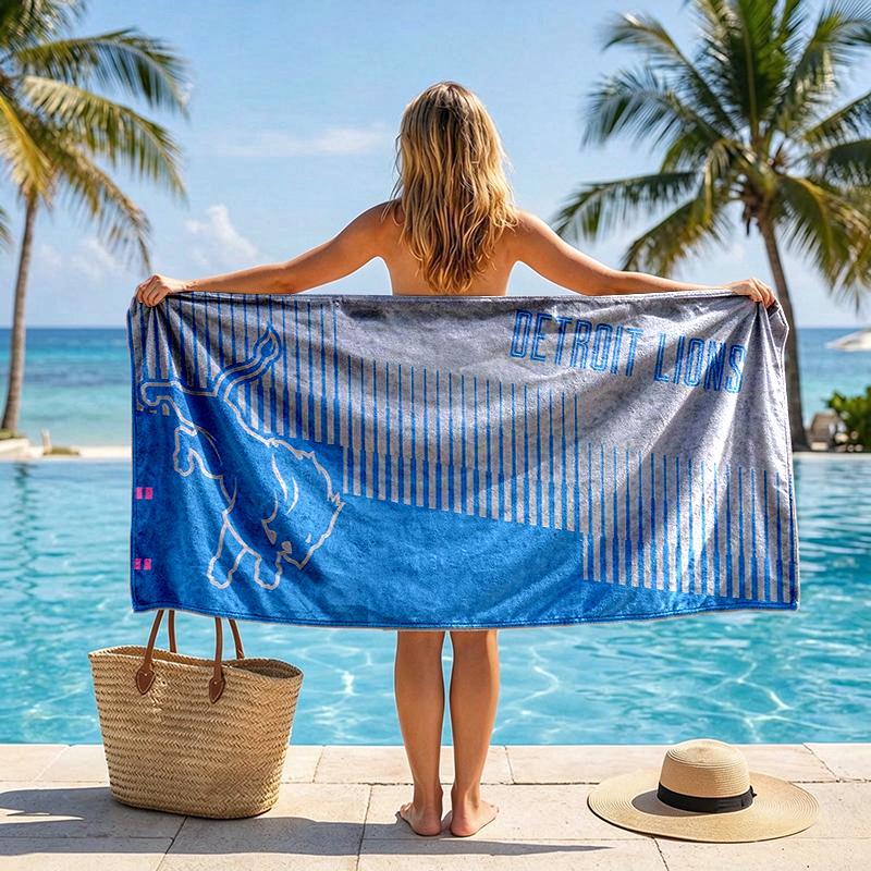 Detroit Lions Team print Quick Dry Beach Towel Microfiber Absorbent Portable Travel Swimming Towel