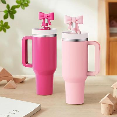 Compatible With Stanley Cup Accessories - 3Pcs Bow Cover Caps, 2Pcs Bow Charms For 30&40 Oz Tumbler With Handle