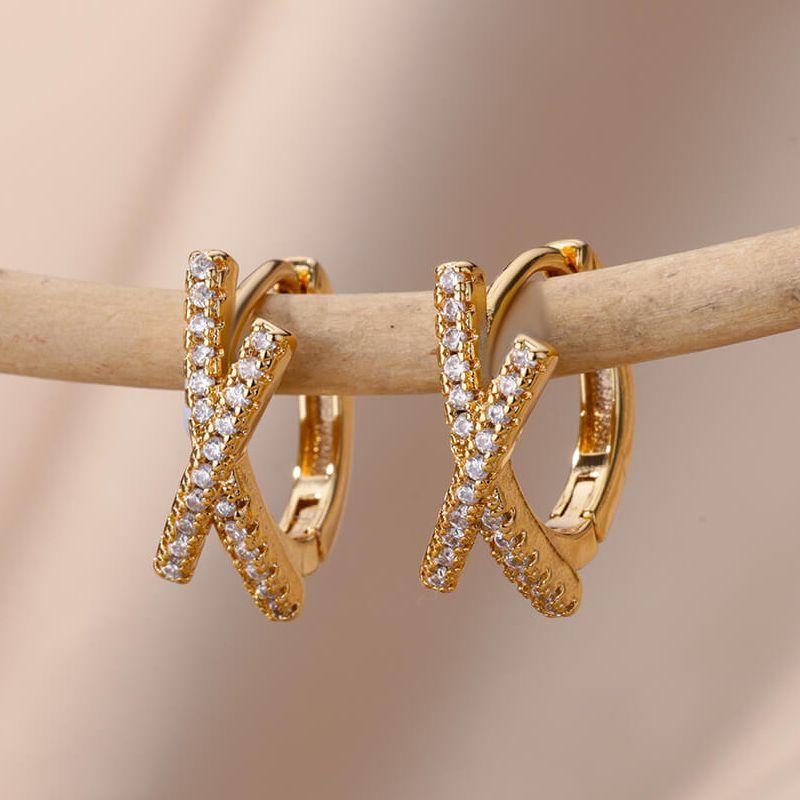 Zircon Evil Eye Earrings For Women Stainless Steel Gold Plated Turkish Pendientes Hoop Piercing Earring 2023 Goth Zircon Aretes
