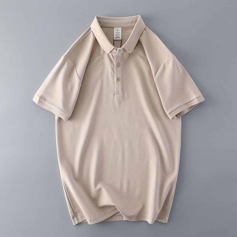 Fashion Brand Polo Shirt Summer Casual Foreign Trade Short-Sleeved T-shirt Khaki L