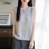 Women's Solid Tencel Linen Knit Sleeveless Vest