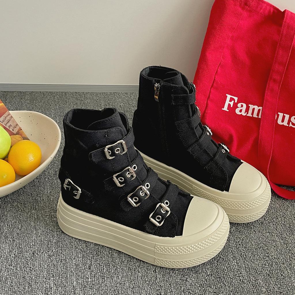 Queen Fan Black Retro High-top Platform Sleeves Women's 2025 New Summer Skirt Versatile Sneakers