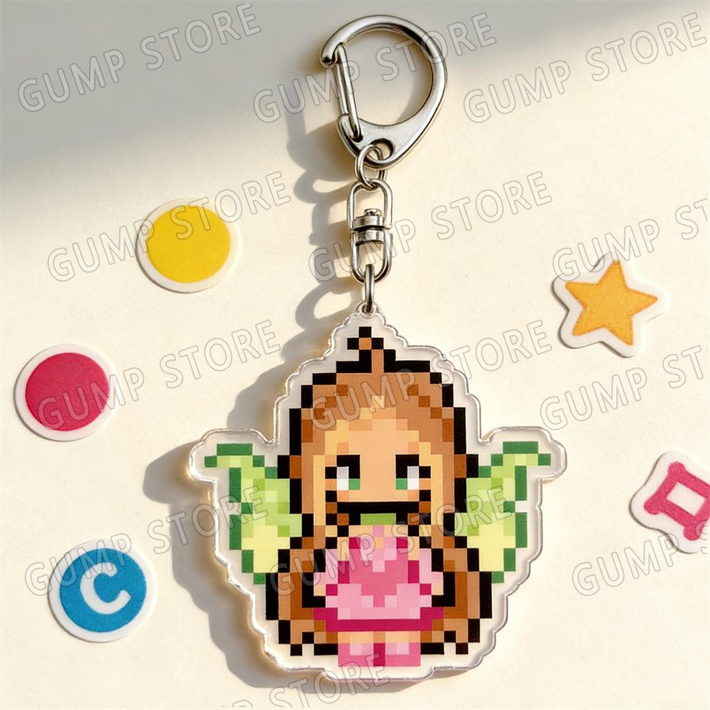 Adorbale Pixel Fairy Magical Girl Keychains for Accessories Bag Stella Musa Tecna Keyrings Jewelry Magic Fairies Fans Gifts