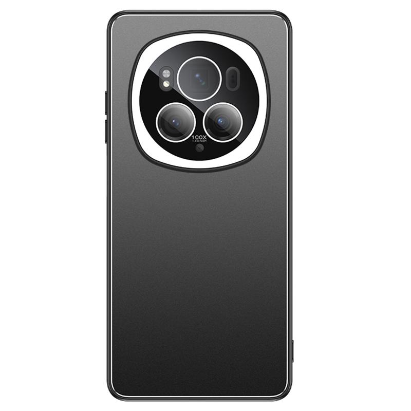 

For Honor Magic6 Pro 5G Case PC+TPU Matte Phone Cover with Tempered Glass Lens Film Black