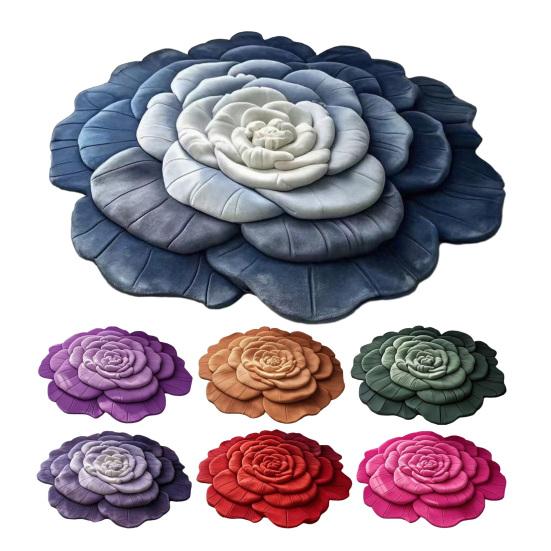3D Flower Floor Mat Absorbent Floral Bathroom Rug Quick-Dry Floor Rug with Anti-Slip Backing for Kitchen Bedroom Entryway Vanity Area