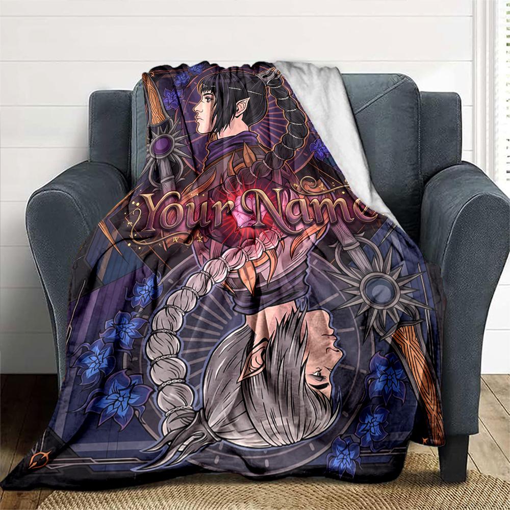 1pc baldurs gate Blanket with Custom Name, Gift, for Men and Women, Soft Blanket, Good for Sofa Bed Couch Travel, Lightweight Flannel Blanket