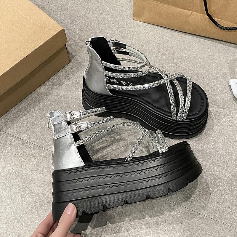 Fashion 2025 Designers Women Summer Sandals Open Toe Platform Wedge Sneakers Women Casual Shoes Beach Sandálias Das Mulheres 8CM