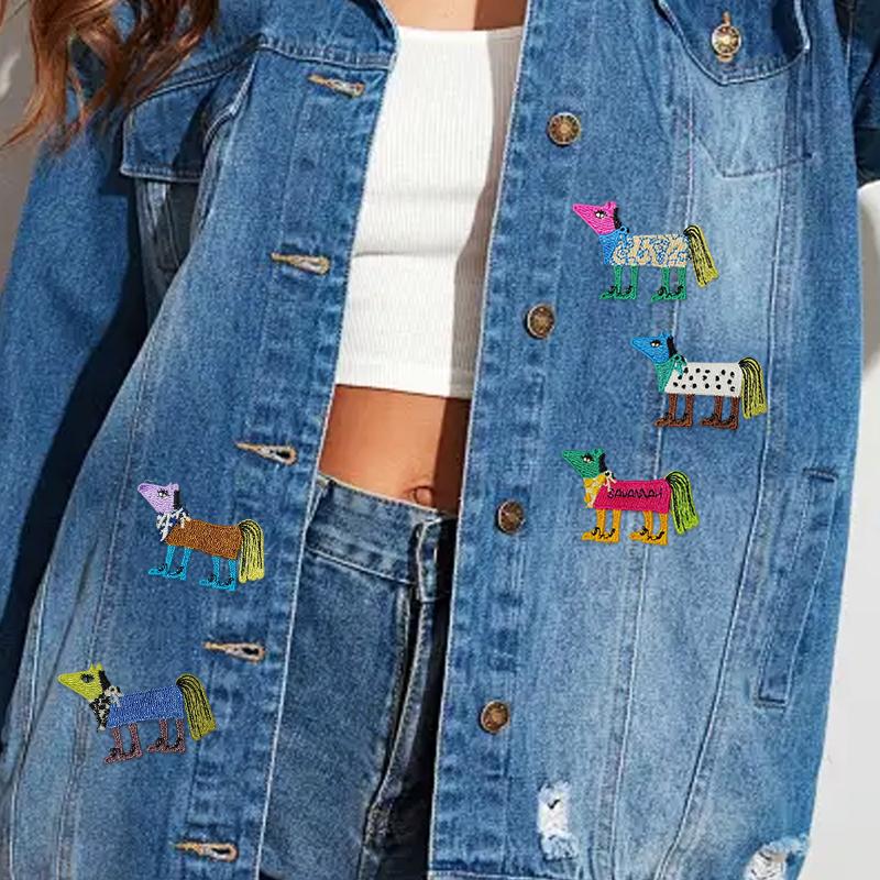 Cartoon Pony Studded Patch Decorative Embroidery DIY Cloth Applique Bag Hat Various Styles Cute Fabric Patch Sewing 5 Styles