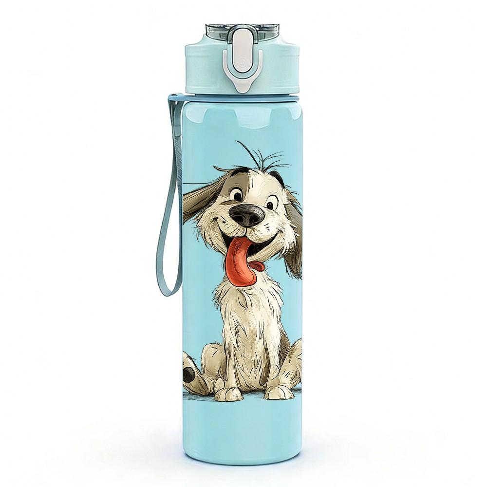 1PC Long Ear Hound Dog Cute Portrait Print 750ml Color Plastic Sports Water Bottle Leakproof Flip Straw Lid Suitable for Sports Office Home Use