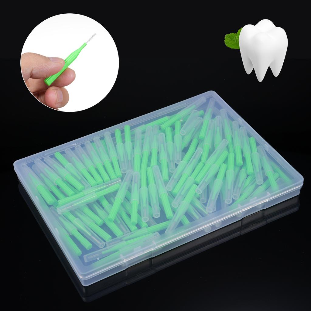 100PCS Interdental Brushes Dental Floss Toothpick Orthodontic Braces Brush Tooth Cleaning Tool Oral Care with Storage Box