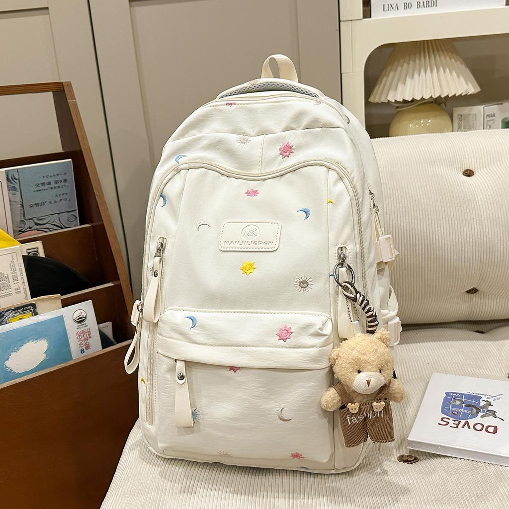 Schoolbag New Schoolbag Women's High Value Star Embroidery Korean Ins College Style Junior High School Students Multi-compartment Backpack