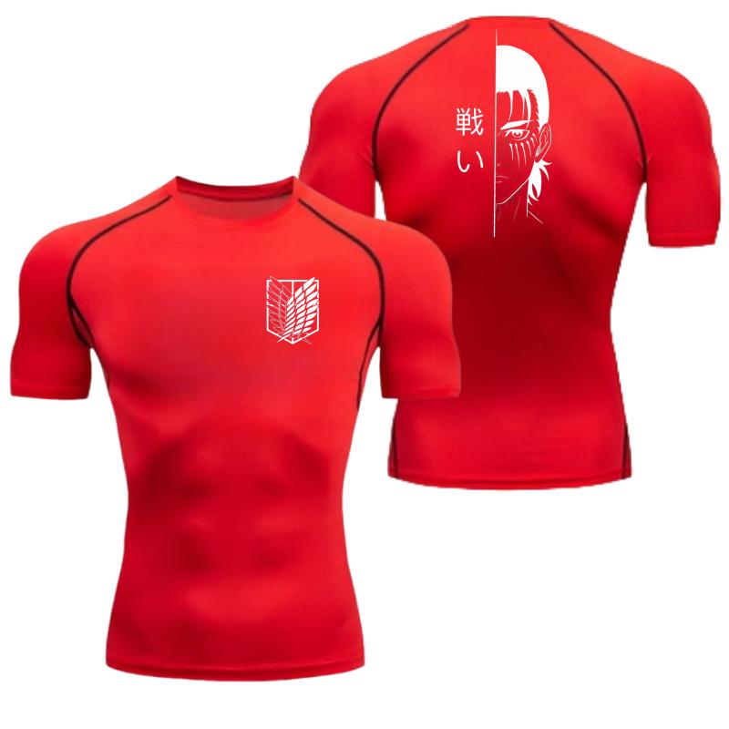 Men Compression Shirt Attack On Titan Eren Yeager Graphic Sports Quick Drying Gym T-shirt Fitness Sweatshirt Elastic Top T-shirt