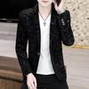Men's Gold Velvet Slim Fit Korean Style Blazer - Casual, Stylish Suit Jacket