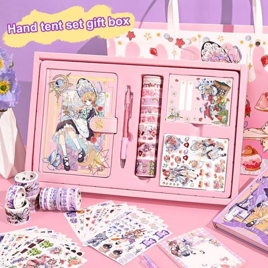 

1 комплект карманного материала, посылка, аниме, богатый материал, детский водонепроницаемый декоративный набор для девочек, набор канцелярских принадлежностей в японском стиле