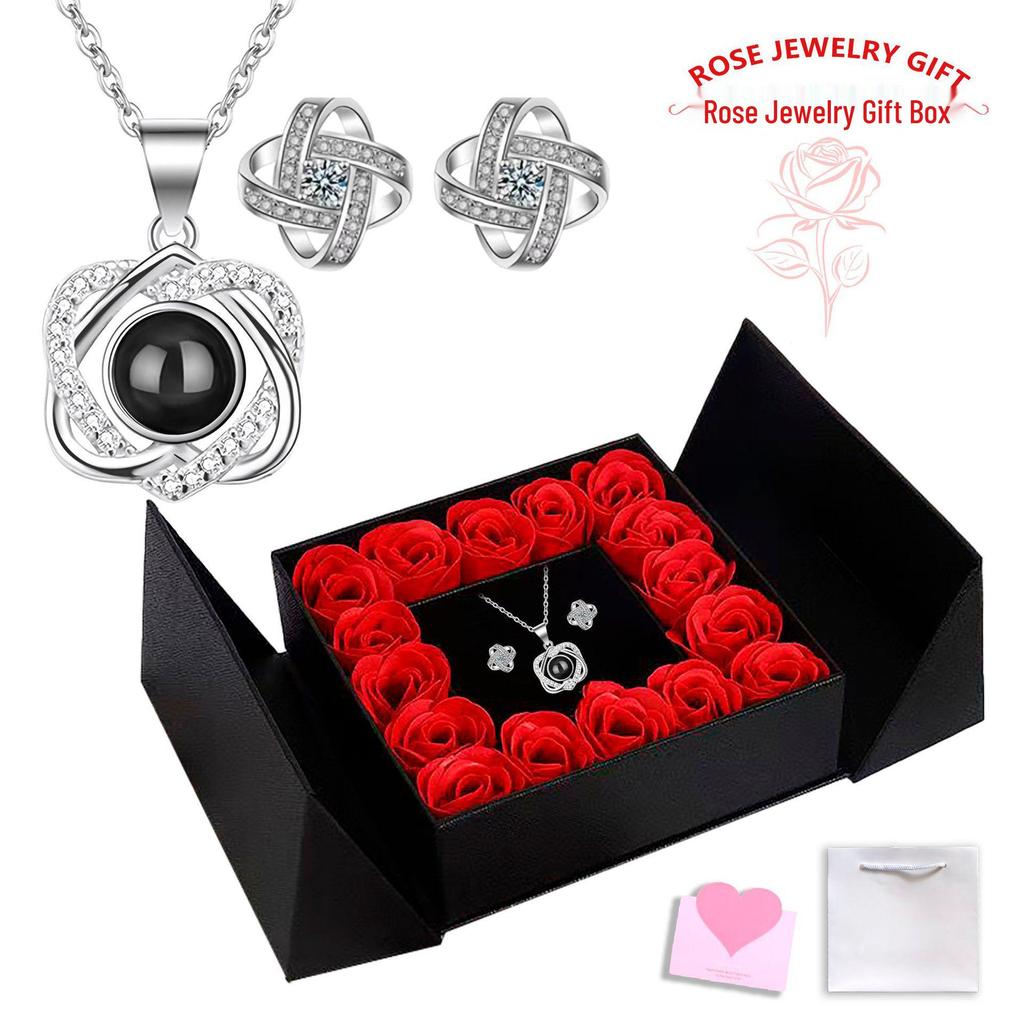 Naszyjnik Projekcyjny 'Kocham Cię' w 100 Językach - Wisiorek w Kształcie Serca