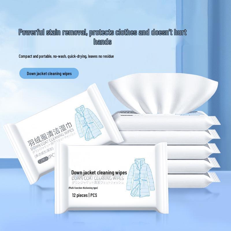 Down Jacket Stain Removal Wet Wipes for Autumn & Winter - Water-Free Cleaning