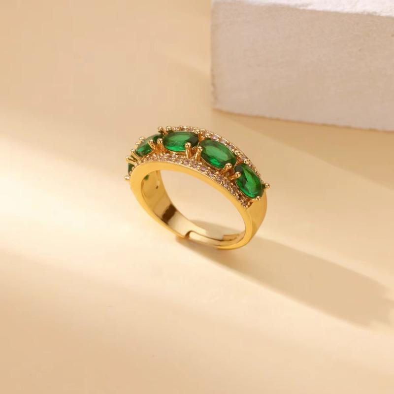 Court Style Retro Gold Copper K Gold-plated Ring Women's Light Luxury Fashion Micro-inlaid Zircon High-end Exquisite Ring