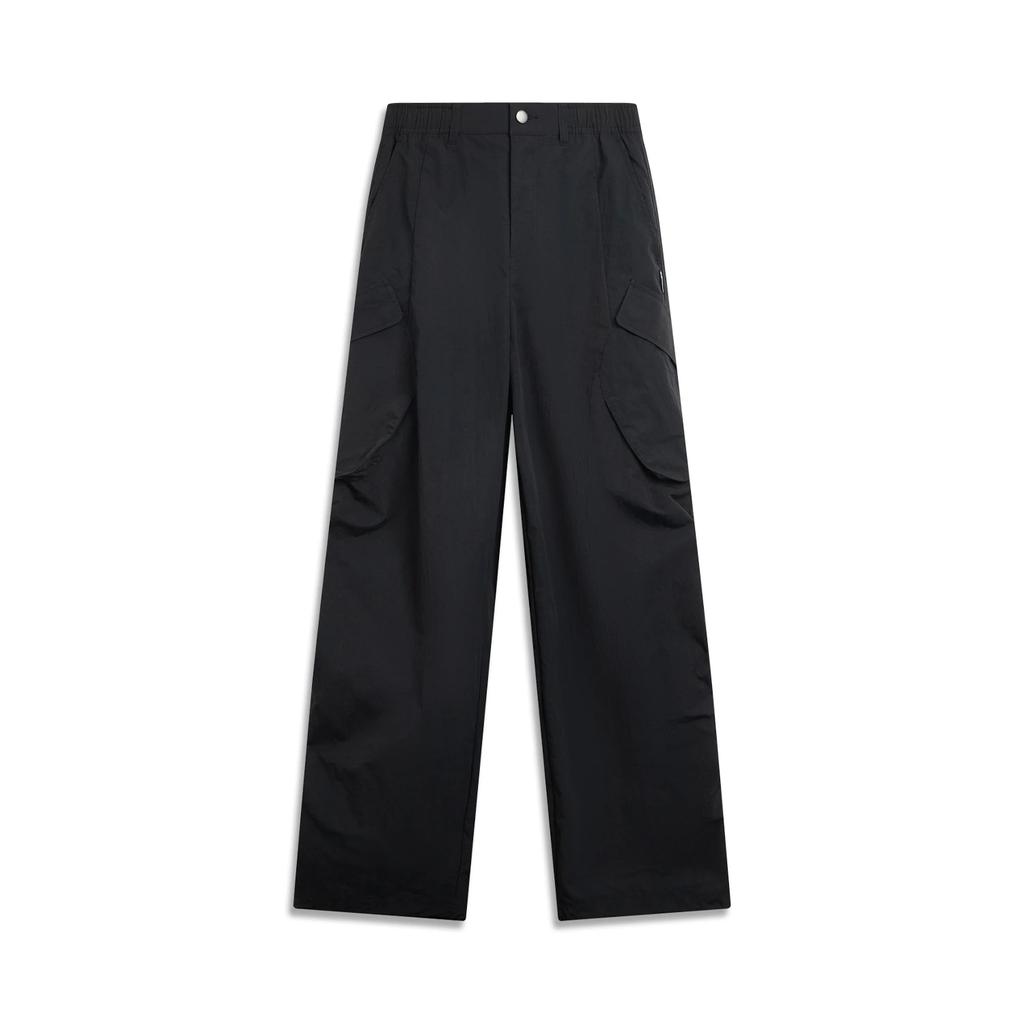 Li Ning CF Outdoor Series Comfortable Simple Wide Leg Mid Waist Solid Color Sports Long Pants Women pants AYKV600-4