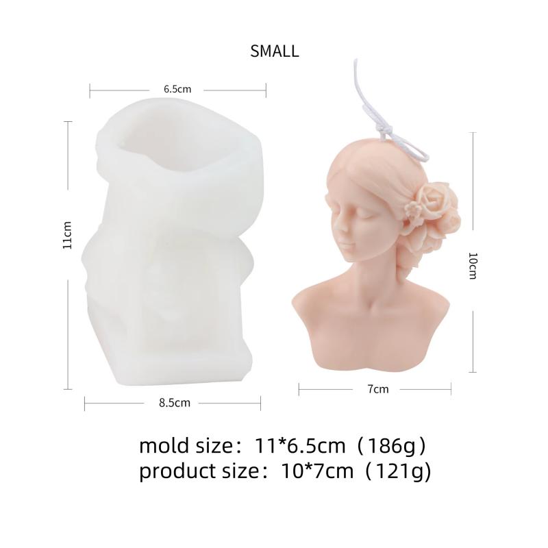 3D Sweet Goddess Candle Silicone Mold Handmade Female Half Body Portrait Aromath Candle DIY Gypsum Resin Molds Home Decor Gift