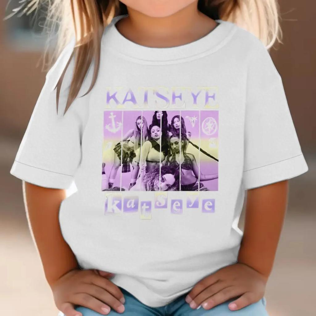 Katseye Print Mädchen T-Shirt Kleinkind Oberteil Sommer Kurzarm Oberteile Mädchen Gruppe Katseye Grafik T-Shirt Kinder Freizeit T-Shirt