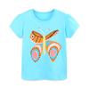 Girls' European Style Butterfly Print Short Sleeve T-shirt - Summer Collection