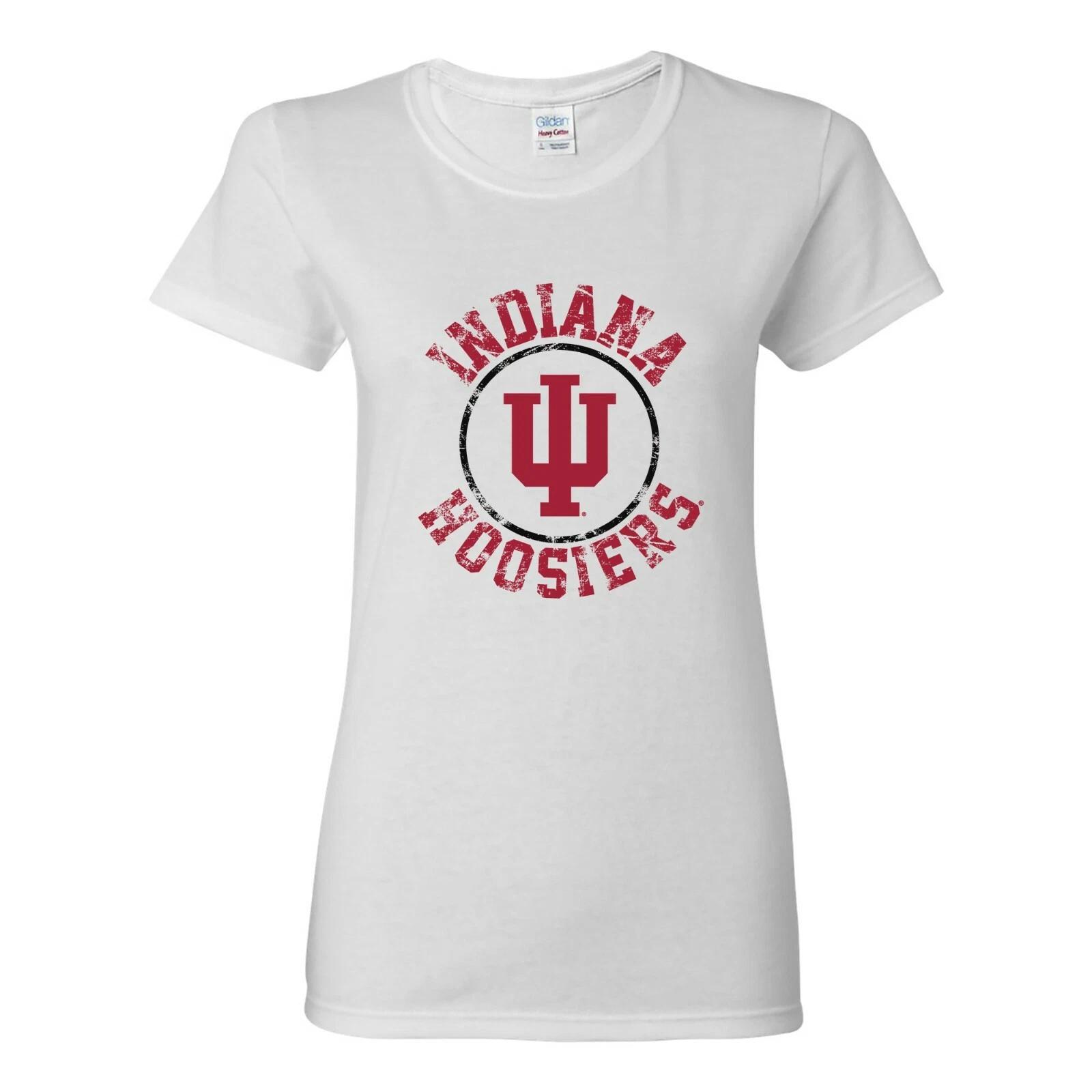 Indiana Hoosiers Distressed Circle Logo Womens T-Shirt - White S
