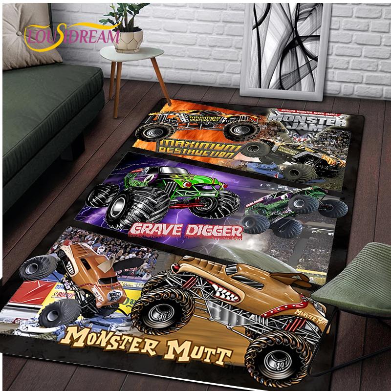 Monster Jam Truck Game Carpet for Living Room Bedroom Rug Kitchen Kids Door Unslip Floor Mat Birthday gift photography props Rug