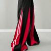 Street-style Hot Girl Patchwork Hip-hop Zipped Patchwork Retro Loose Floor-length Pants