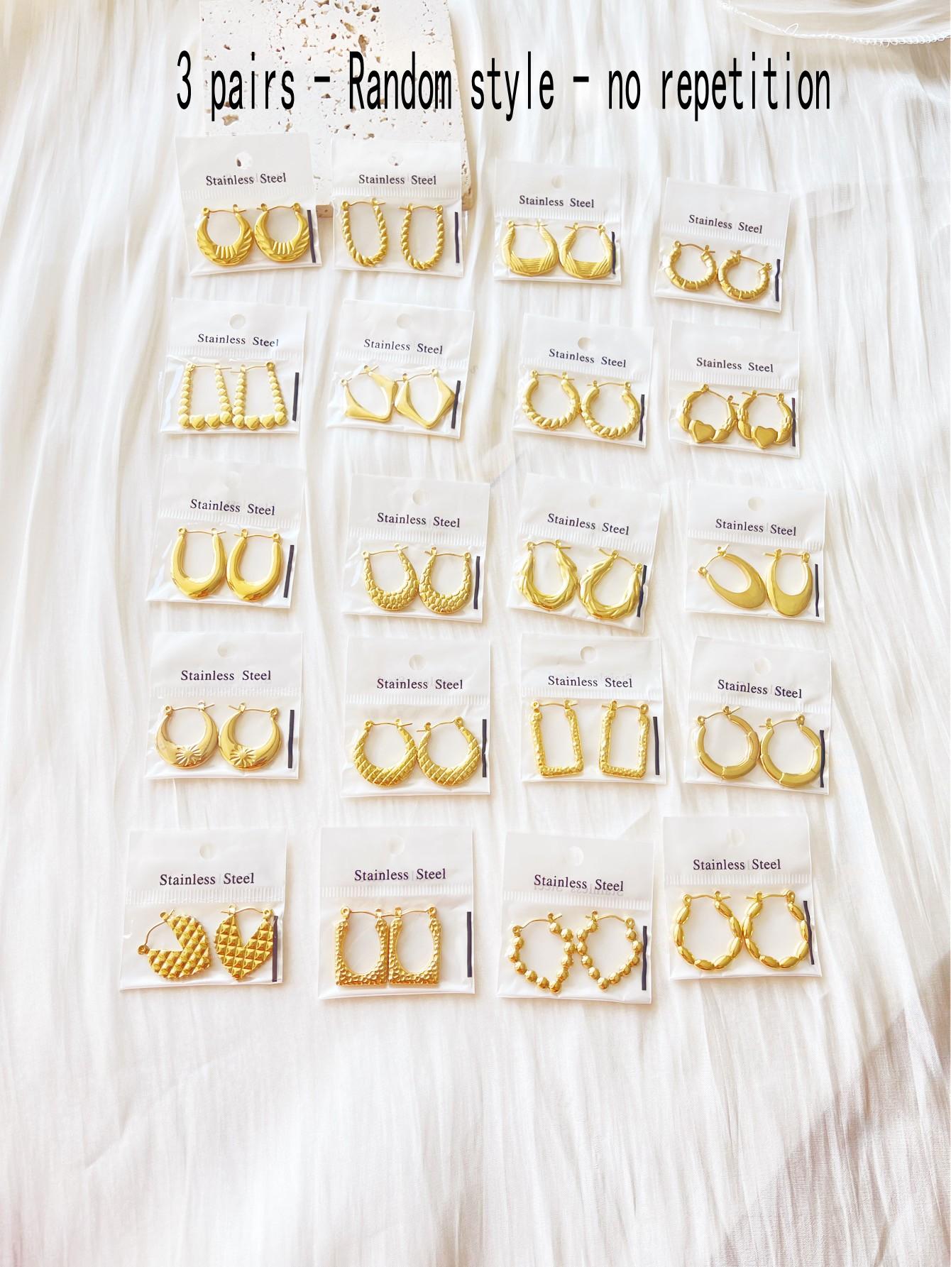 

Multi-Style Vintage 18 Gold Plating Jewelry Stainless steel Earrings With Irregular Geometry Minimalist Style