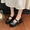 Fashion Block Heel Mary Jane Shoes Autumn New Round Toe Shallow Mouth One Strap Platform Non-Slip Wear-Resistant High Heels